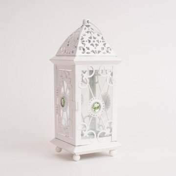 Фонарь-подсвечник с камушком малый светло зел. 25х9,5х9,5см