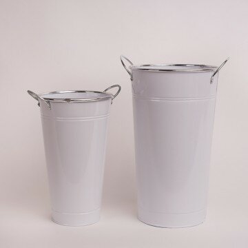 Кашпо белое ВЕДРО среднее 25см