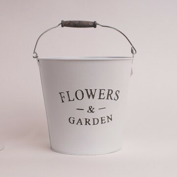 Кашпо белое ВЕДРО большое с ручкой 19см