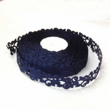 Лента кружевная темно-синяя-1.5см-20м