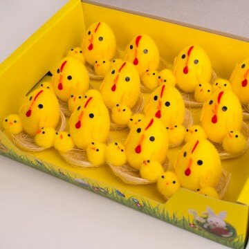 Семейство цыплят в скорлупе-12шт